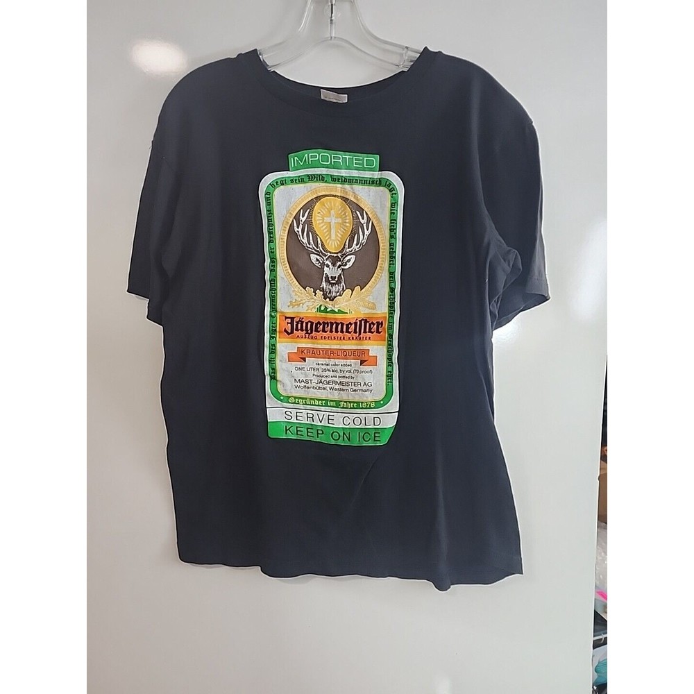 Jagermeister Shirt Mens Large Black Casual Lounge Grunge Graphic Tee Logo